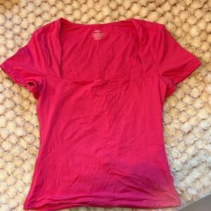 Women’s Square-Neck Short Sleeve Top - Pink